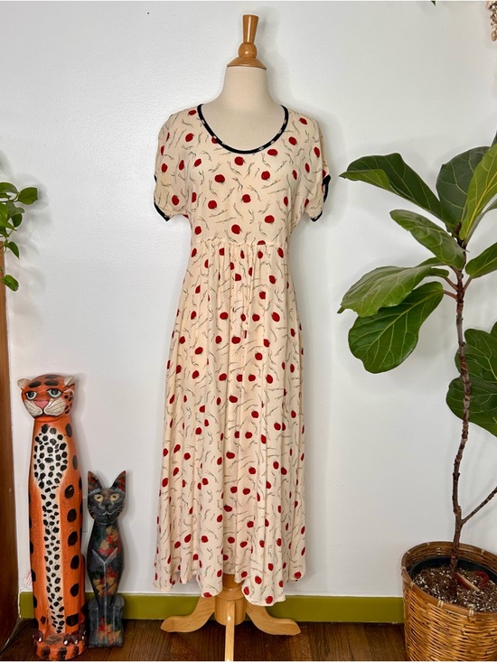 Vintage Dresses & Skirts - Vintage Zoe California tomato and chive print midi dress